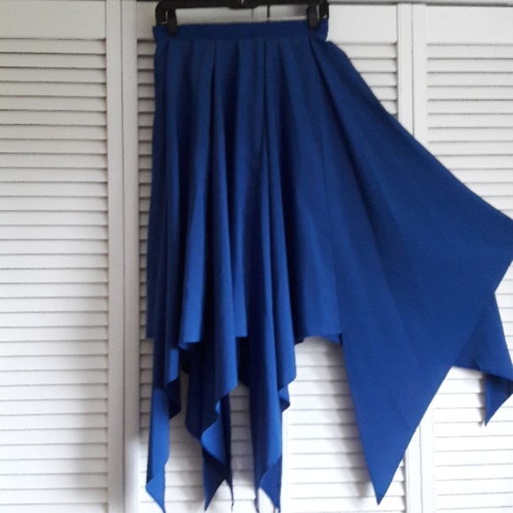 Royal Blue asymmetrical hem skirt - Picture 1 of 5